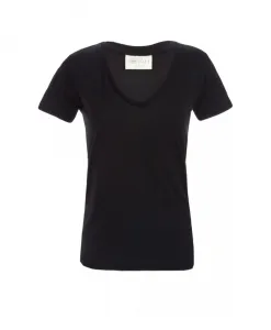 Футболка из натурального бамбука, черная, с V-образным вырезом. Joya, черный