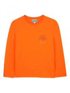 Kenzo Kids футболка с длинными рукавами и графичным принтом, оранжевый