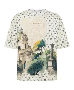 Футболка большого размера - порванные страницы Carlo Colucci, мультиколор