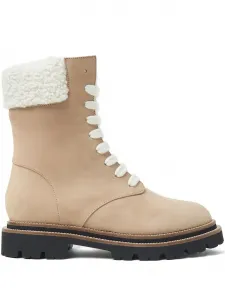 Ботильоны на шнуровке с отделкой из овчины Peserico, коричневый