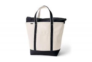 Большая холщовая сумка-тоут с пятью карманами и застежкой-молнией Lands' End, цвет natural/black