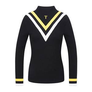 Вязаная футболка женская осенняя черная EUROPEAN TOUR