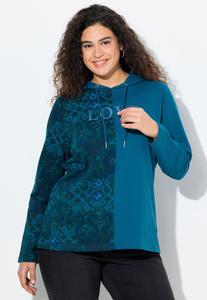 Худи Ulla Popken SPLIT PRINT LOVE, Petrol/Teal