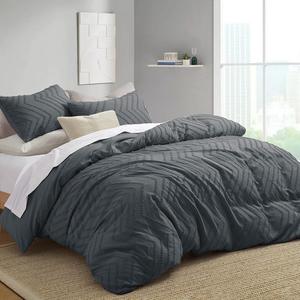 Unikome Подстриженный жаккардовый пододеяльник с шикарным текстурированным акцентом, легкое покрывало из микрофибры, цвет Dark Grey Wave