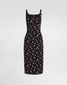 Облегающее платье с принтом гвоздик Dolce & Gabbana, мультиколор