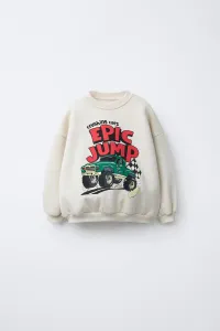 Толстовка с принтом автомобиля/грузовика Zara, экрю