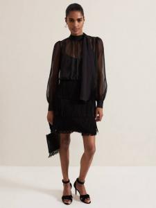Полупрозрачное мини-платье фелисити с бахромой Phase Eight, черный