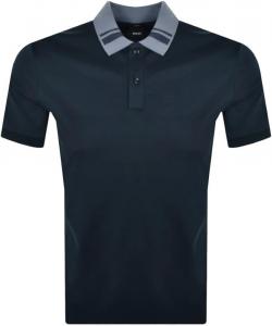 Мужская рубашка-поло Hugo Boss Phillipson 117 с коротким рукавом, темно-синяя