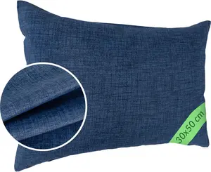 Декоративная подушка 30х50 см, чехол без наполнителя, чехол на молнии, однотонный, имитация льна, цвет джинсово-синий