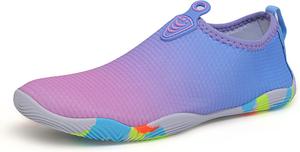 Водные туфли с градиентным цветом, обувь для пляжа и бассейна, быстросохнущая для водных видов спорта, йоги, тренировок, серфинга и плавания, мужские и женские (Синий-А, 6.5) Alievoke
