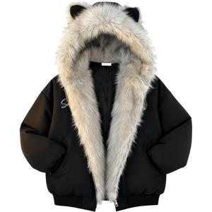Пуховик Unisex с капюшоном утепленный HUANQIU, черный желтый (padded jacket)