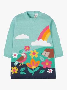 Детское платье-джемпер Ava из хлопка Frugi, Blue Marl/Rainbow