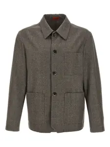 Рубашка с накладным карманом и застежкой на пуговицы Barena, коричневый