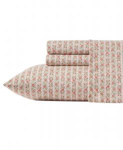 Комплект постельного белья из хлопкового перкаля (200 нитей на дюйм), 3 предмета, размер twin. Laura Ashley, Marta Stripe