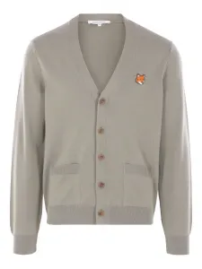 Кардиган с накладным карманом и головой лисы Maison Kitsuné, зеленый