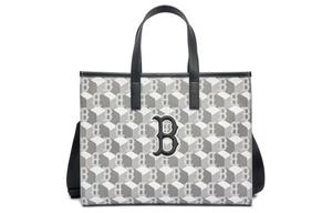 Синтетическая кожаная сумка-шоппер женская среднего размера серый MLB