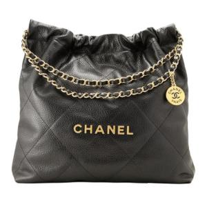 Сумка 22Bag из зернистой тисненой телячьей кожи женская черная CHANEL