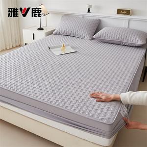 Yalu Простыня на резинке 90х200 см, утолщенная стеганая, цвет Huayu - Light Gray, комплект из 2 предметов (простыня + 1 наволочка)