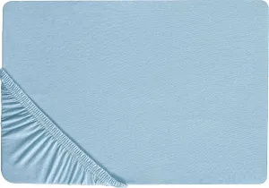 Простыня на резинке BELIANI светло-голубого цвета из хлопка с резинкой, размер 90 x 200 см, для классического высокого матраса, дышащая, для спальни, детской комнаты Beliani