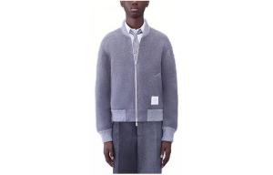 THOM BROWNE Куртка-бомбер с молнией и нашивкой с логотипом, Light Gray