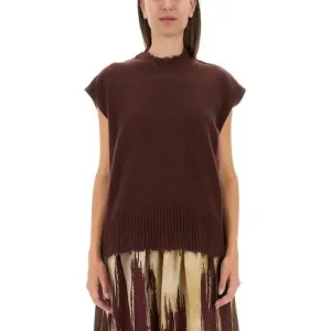 Топ без рукавов вязаный с эффектом потертости UMA WANG, коричневый