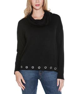 Женская вязаная блузка Hacci с воротником-хомутом Belldini, Black, Silver