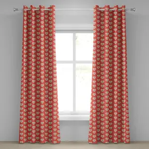 Штора на люверсах ABAKUHAUS Love, узор в виде хипстерских сердец с надписью Love, тематика ко Дню святого Валентина, декоративные двухпанельные шторы, 280 x 260 см, разноцветная алая