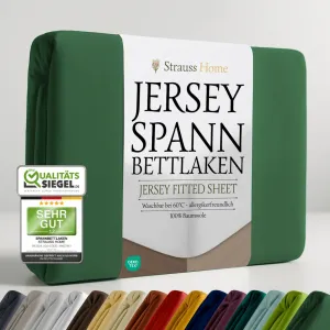 Простыня на резинке Jersey, 100% хлопок, 180x200-200x200 см (зеленая) Strauss Home