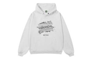 Толстовка Unisex Hooded Moderate Regular Jeep, белый heather серый