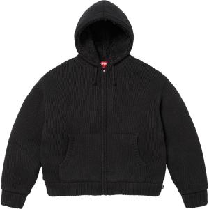 FW25 WEEK18 Толстовка с капюшоном на молнии с подкладкой из искусственного меха Unisex Supreme, черный