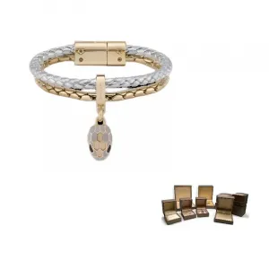 BVLGARI Серебряный металлический браслет из телячьей кожи для женщин