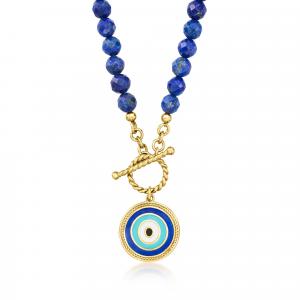 Ожерелье Ross-Simons с подвеской-застежкой "Сглаз" из 18-каратного золота и разноцветной эмали диаметром 6 мм Ross-Simons, 18 In