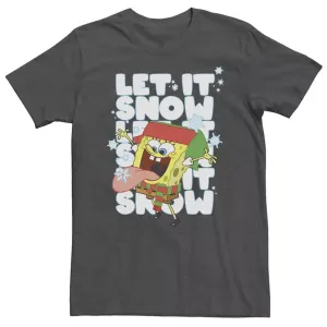Футболка с надписью «Let it snow» от Big &amp; Tall Spunk Bob Squarepants Nickelodeon, серый