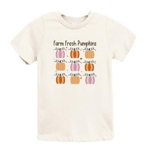 Футболка с короткими рукавами и рисунком Farm Fresh Pumpkins Chart для малышей The Juniper Shop, цвет Cream