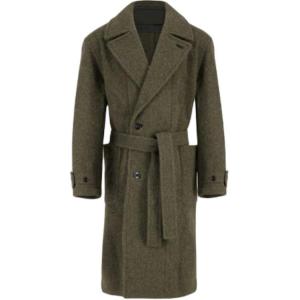 Пальто с поясом Lemaire, темный хаки