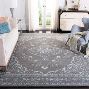 Ковер SAFAVIEH, 183 x 183 см, Glamour Collection - Dark Grey, ручной работы из шерсти и вискозы, идеален для помещений с высокой проходимостью в гостиной, спальне (GLM533D)