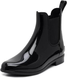 Женские ботинки Zszszsu Chelsea с круглым носком, низким массивным каблуком, без шнуровки, короткие ботильоны для вечеринок и повседневной носки, размеры 4-16 US, Black