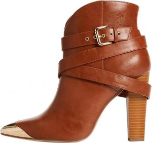 Женские металлические ботильоны с заостренным носком FOWT, на высоком каблуке, с ремешком и шнуровкой, стиль ковбой, модная обувь, размеры 4-16 США, Brown