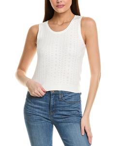 1.STATE Свитер с ажурной вязкой, белый