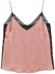 Alberta Ferretti атласный топ с кружевными деталями, розовый