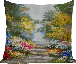 Подушка для улицы - Живопись - Цветы - Природа - Масляная краска - 60 x 60 см - Устойчива к атмосферным воздействиям - Подушка для отдыха - Декор - Подушка для сна MuchoWow