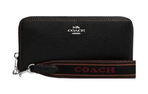 COACH Кожаный поясной кошелек на молнии миниатюрный женский черный