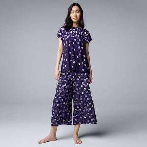Женский пижамный комплект из 2 предметов: верх и кюлоты Simply Vera Vera Wang, цвет purple placed floral