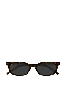 Солнцезащитные очки с прямоугольной оправой и логотипной пластиной Saint Laurent, коричневый