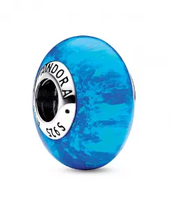 Серебряный опаловый шарм цвета морской волны Pandora, blue