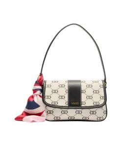 Белая сумка через плечо с атласным шарфом Liu Jo, бежевый