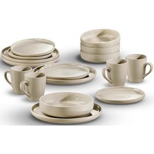 Набор посуды Сервиз Liliane, скандинавский, минималистичный дизайн, 16 предметов Leger Home By Lena Gercke, Greige