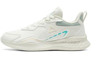 Амортизирующие устойчивые к истиранию дышащие противоскользящие низкие кроссовки для бега женские бежевый белый зеленый PEAK, экрю/зеленый