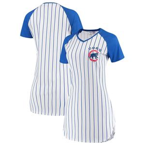 Женская ночная рубашка в тонкую полоску Concepts Sport White Chicago Cubs Vigor
