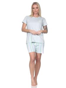 NORMANN Пижамный комплект с короткими рукавами в полоску, размер 126 10 802, зеленого цвета